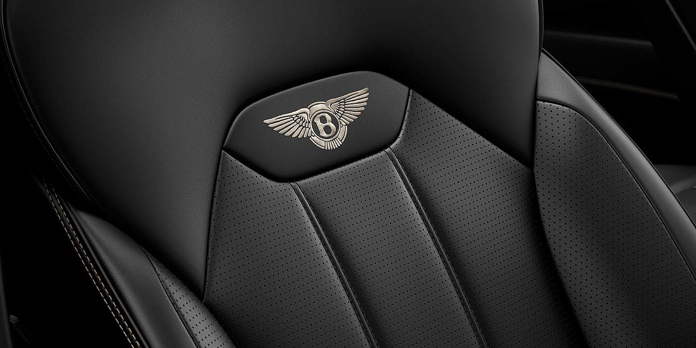 Bentley Riga Bentley Bentayga EWB SUV Beluga black leather seat detail
