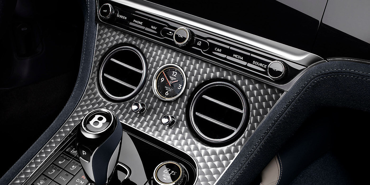 Bentley Riga Bentley Continental GTC Speed convertible front interior engine spin veneer detail