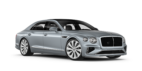 Bentley Riga New Bentley Flying Spur sedan front three quarter in Silverlake paint
