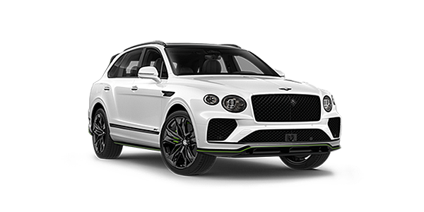 Bentley Riga Bentley Bentayga Speed SUV in Snow Quartz Pearlescent by Mulliner white paint