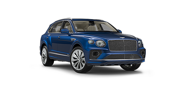 Bentley Riga Bentley Bentayga Azure SUV in Sequin Blue paint front 34