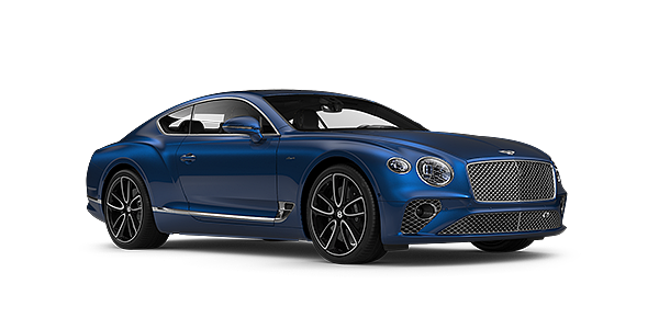 Bentley Riga Bentley GT Azure coupe in Sequin Blue paint front 34