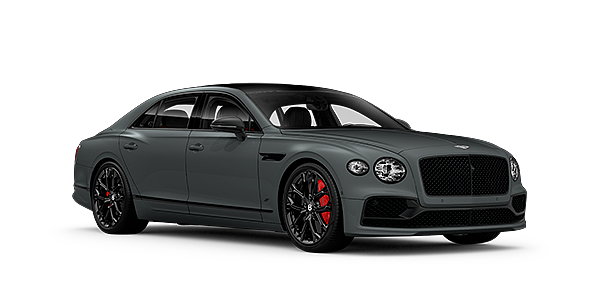 Bentley Riga Bentley Flying Spur S front side angled view in Cambrian Grey coloured exterior. 